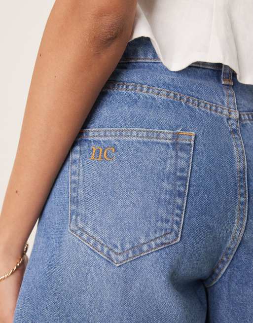 Nobody's Child Brixton longline denim shorts in mid wash, 3 of 5
