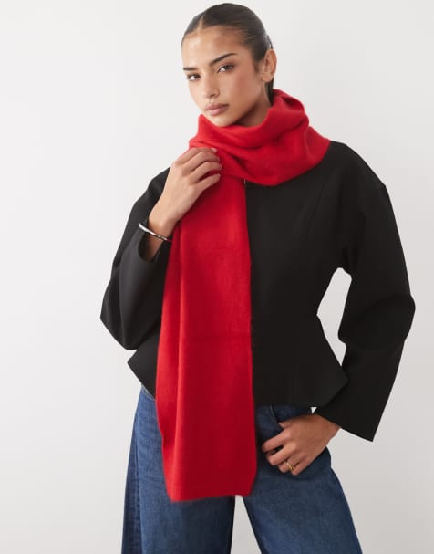 Nobody's Child brushed wool scarf in red - view 1