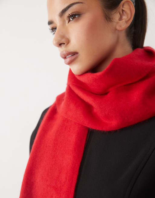 Nobody's Child brushed wool scarf in red, 2 of 3