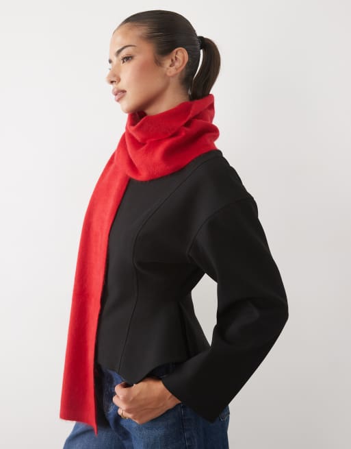 Nobody's Child brushed wool scarf in red, 3 of 3