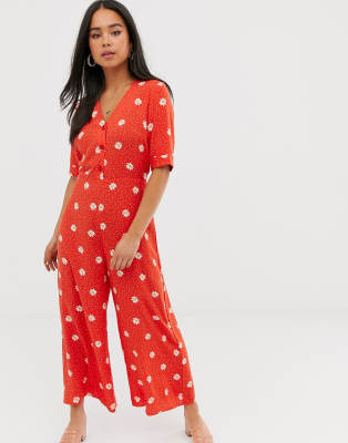 orange polka dot jumpsuit
