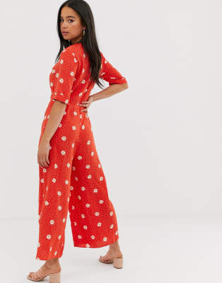 orange polka dot jumpsuit