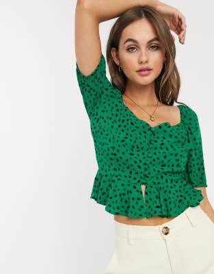 green polka dot crop top