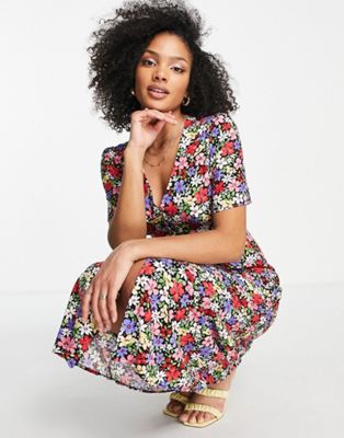 Nobody's Child button tea maxi dress in floral mix