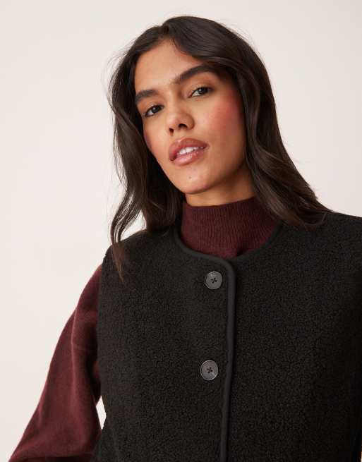 Nobody's Child button up borg gilet in black