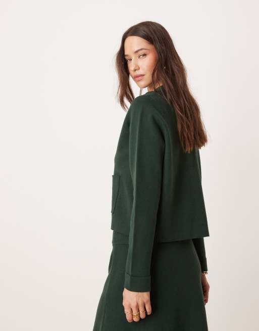 Nobody's Child button up collared cardigan in dark green - part of a set |  ASOS