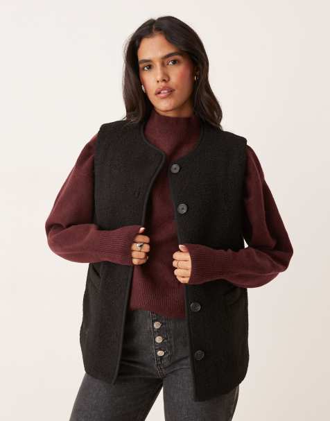 Nobody's Child button up teddy vest in black - view 1