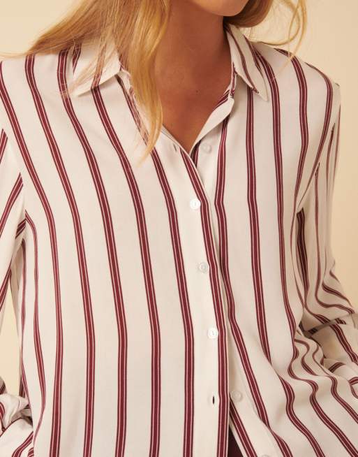 Nobody's Child - Camicia con bottoni bianca e marrone a righe, 4 di 4