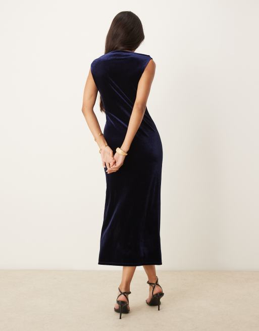 Nobody's Child - Camile - Robe mi-longue en velours - Bleu encre, 3 de 4