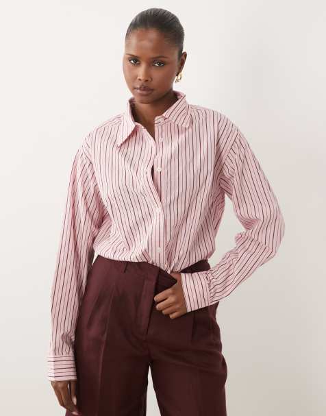 Nobody's Child - camisa relajada con cuello en rayas rosas - view 1