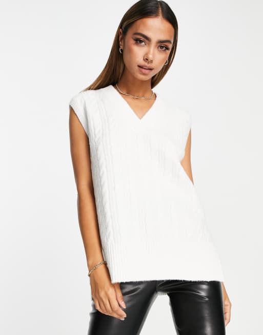Nobody's Child - Canotta in maglia oversize con scollo a V, color crema