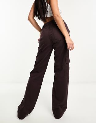 Petite Dark Brown Cargo Utility Trousers