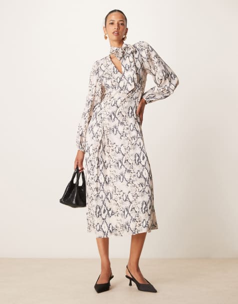 Nobody's Child – Carla – Ormskinnsmönstrad midaxiklänning med scarf - view 1