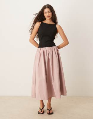 Nobody's Child Carmel Tie Back Contrast Midi Dress In Multi