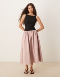 [Nobody's Child] Nobody's Child Carmel tie back contrast midi dress in black and pink-Multi 10 Multi