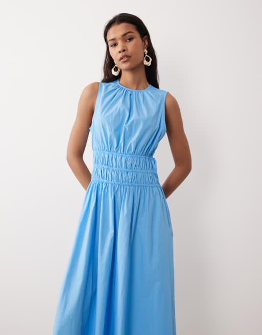 Nobody's Child - Carrie - Gerimpelde midi jurk in blauw, 4 van 4