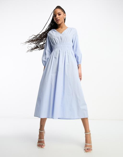 Nobody's Child Cassie tie sleeve midi dress in blue