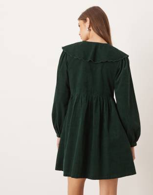 Nobody's Child Cassis Cord Mini Smock Dress In Green