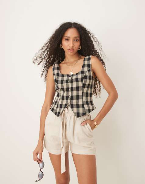 Nobody's Child Celeste waistcoat in mono gingham