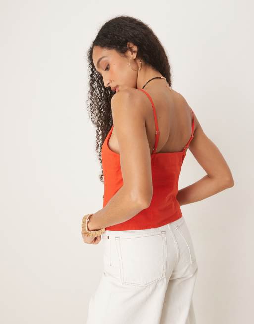 Nobody's Child Celine strappy vest in red, 3 of 4