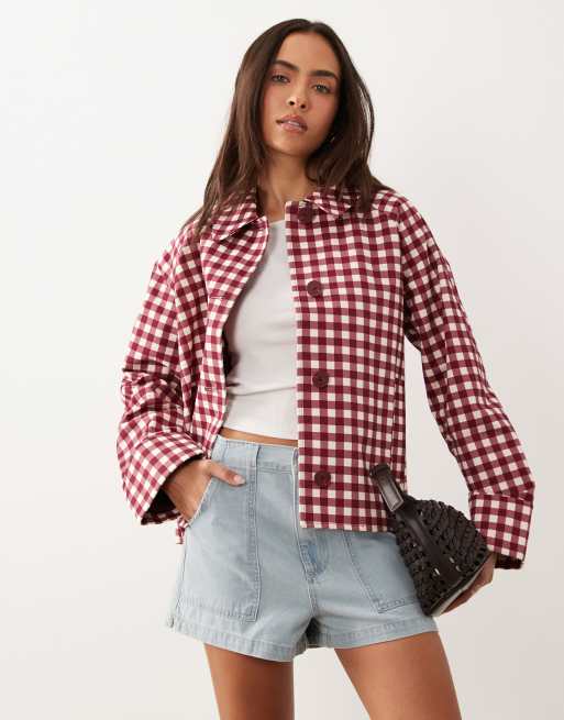 Nobody's Child - chaqueta swing de cuadros vichy roja Oyanti, 3 de 4
