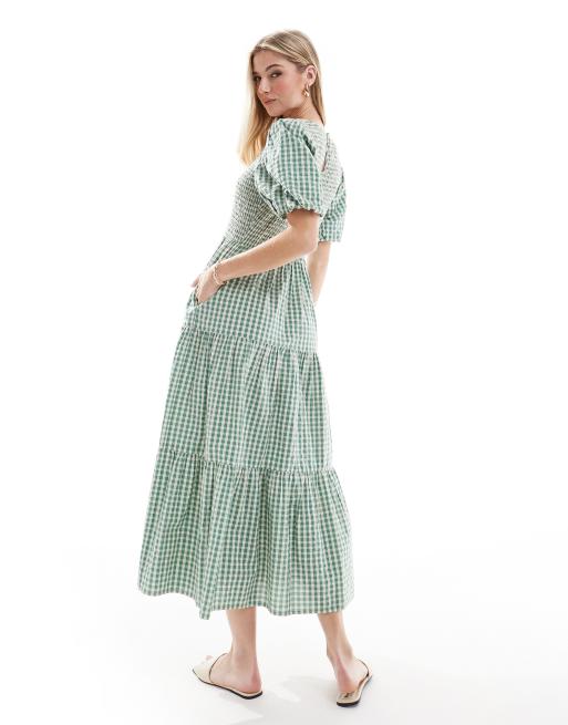 Nobody's Child Charlie midaxi dress in green gingham check, 3 of 4