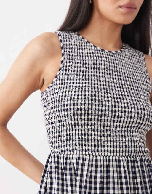 Nobody's Child Charlie shirred bodice tiered midi dress in navy