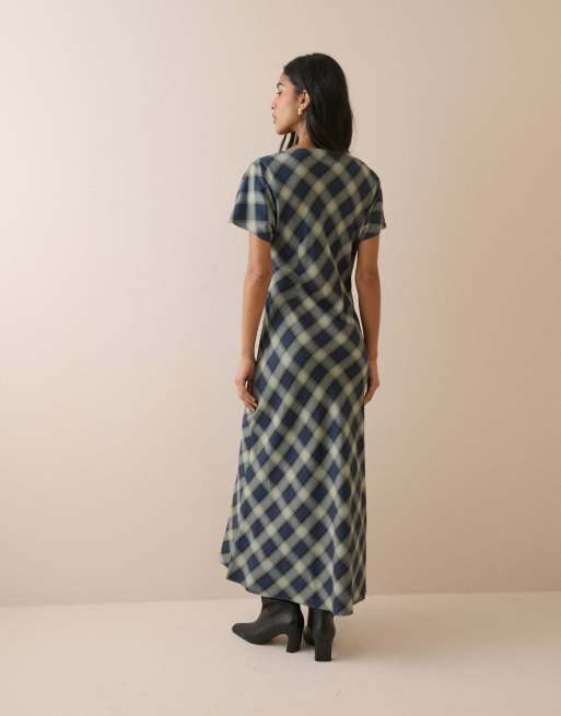 Nobody's Child Check blaine maxi dress in blue, 2 of 7
