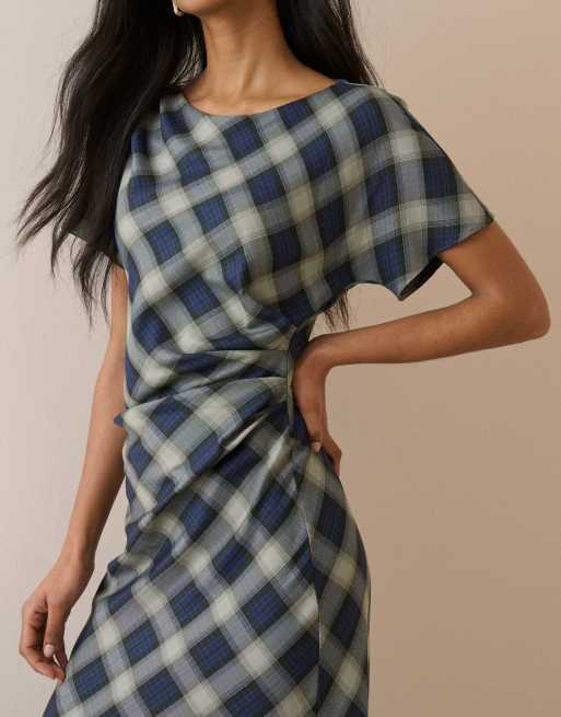 Nobody's Child Check blaine maxi dress in blue, 3 of 7