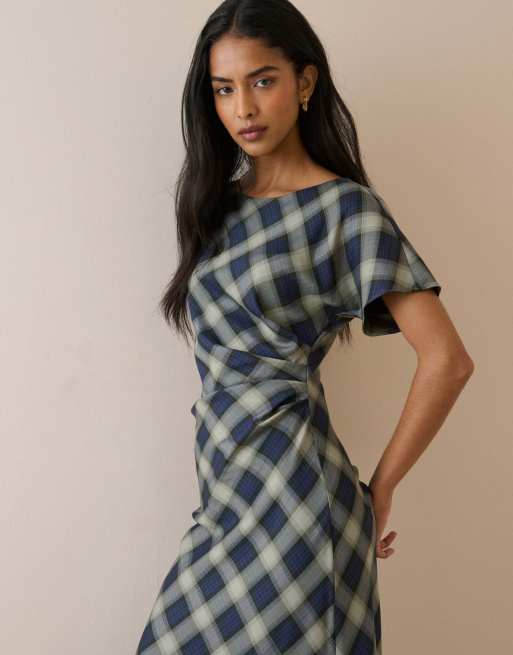 Nobody's Child Check blaine maxi dress in blue, 7 of 7