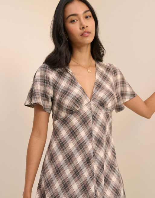 Nobody's Child Check rowena midi dress in white, 5 of 5