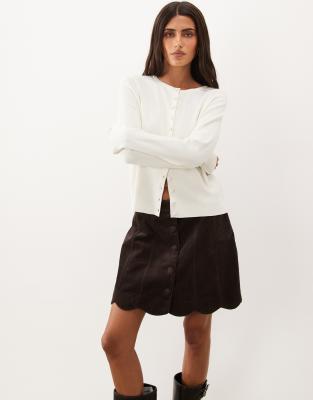 Nobody's Child Chelsea Cord Button Down Mini Skirt In Brown