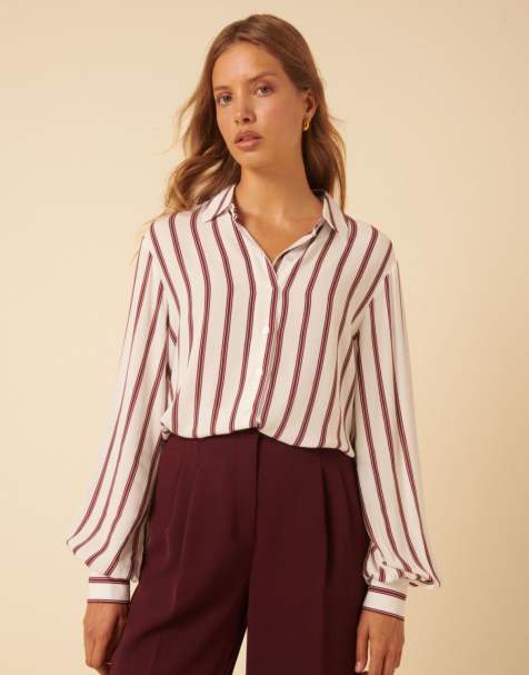 Nobody's Child - Chemise boutonnée à rayures - Marron et blanc - view 1