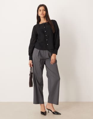 Nobody's Child Chessie Button Up Blouse In Black