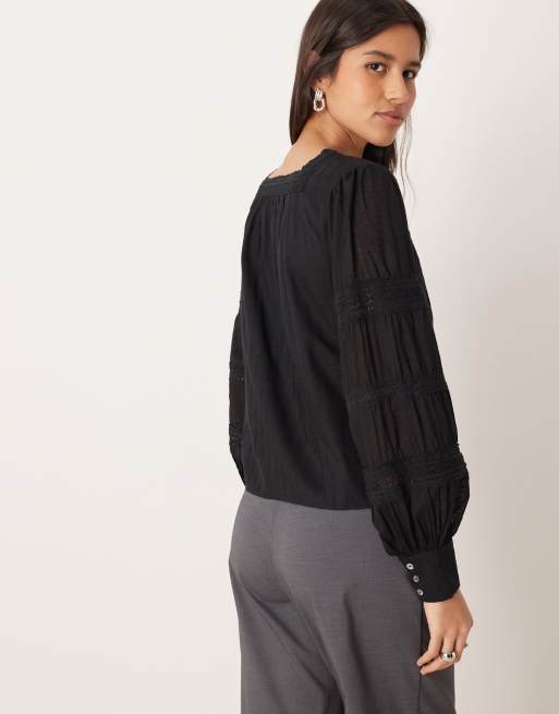 Nobody's Child Chessie button up blouse in black, 3 of 4