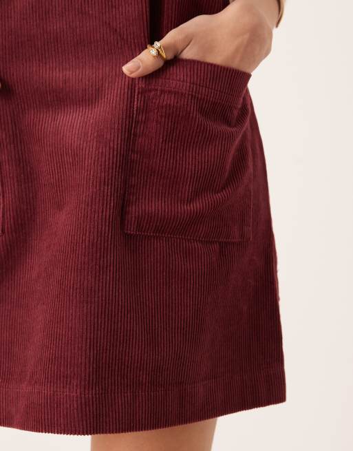 Nobody's Child - Chiara - Bordeaux pinafore-minikjole i fløjl, 3 af 4
