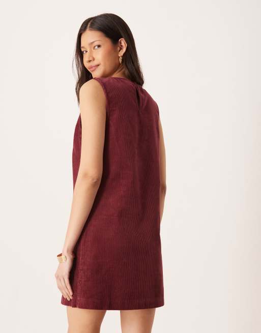 Nobody's Child - Chiara - Bordeaux pinafore-minikjole i fløjl, 4 af 4