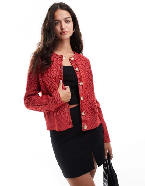 Nobody's Child chunky cardigan in red - view 1