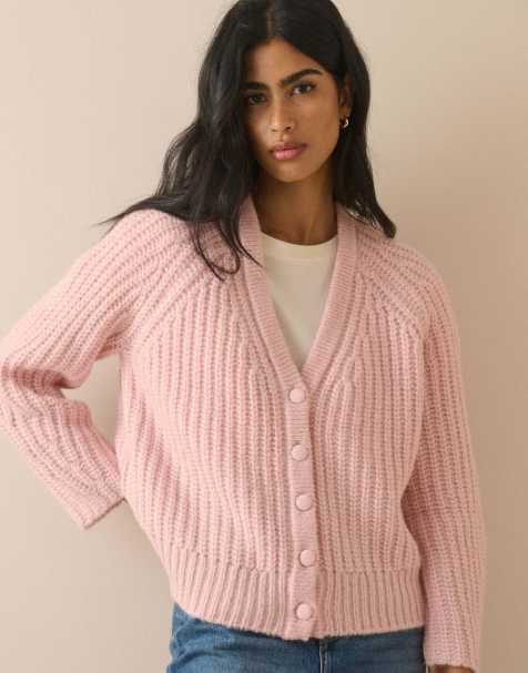 Nobody's Child Chunky knitted cardigan in pink - view 1