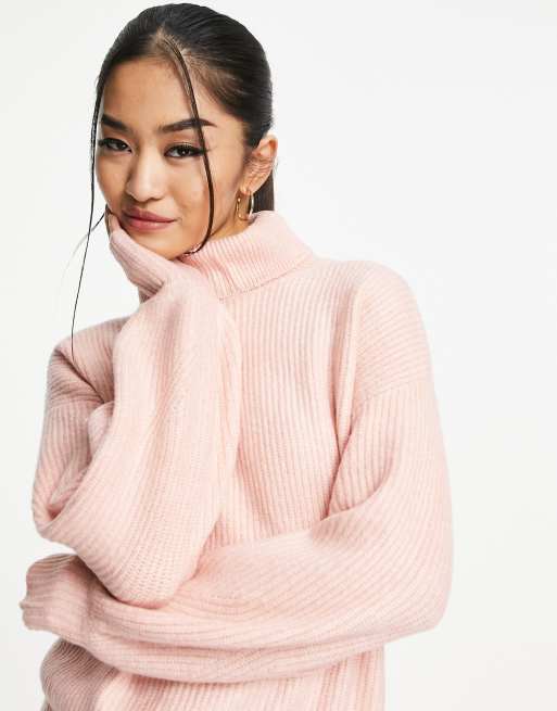 Baby pink shop roll neck jumper