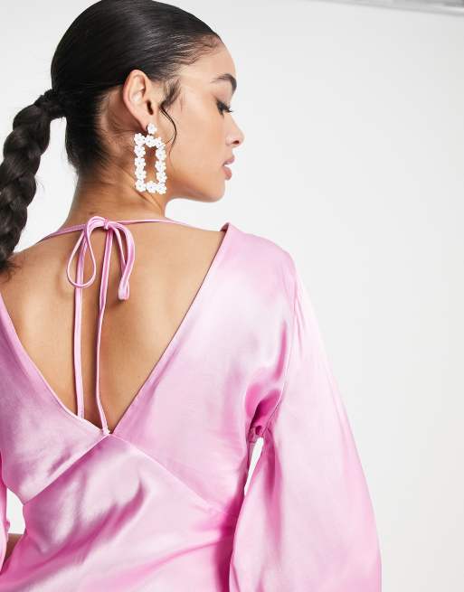 ciara pink dress Pink V-Neck Ciara Mini Dress (Long Sleeve)-Kasheer Royalty