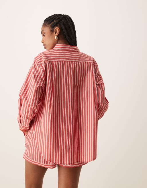 Nobody's Child – Cindy – Relaxed-Fit-Hemdbluse in gestreiftem Rot, Kombiteil, 4 von 4