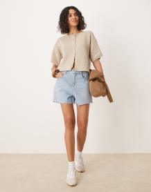 ASOS DESIGN shrunken camp collar waffle shirt in red