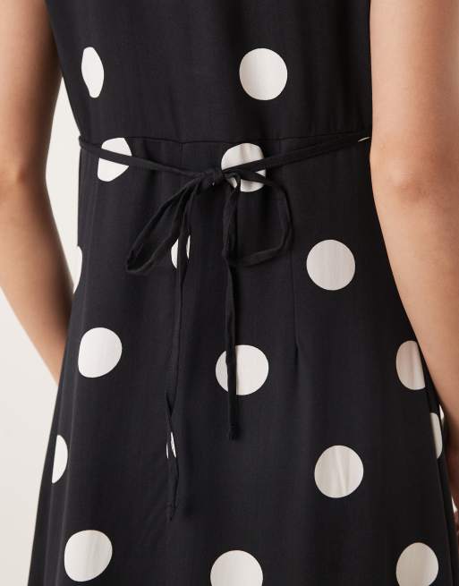 Nobody's Child - Clara - Robe mi-longue à pois et manches volantées - Noir et blanc, 3 de 4