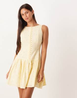 Nobody's Child - Claudia - Elegantes Minikleid in Gelb mit tiefer Taille