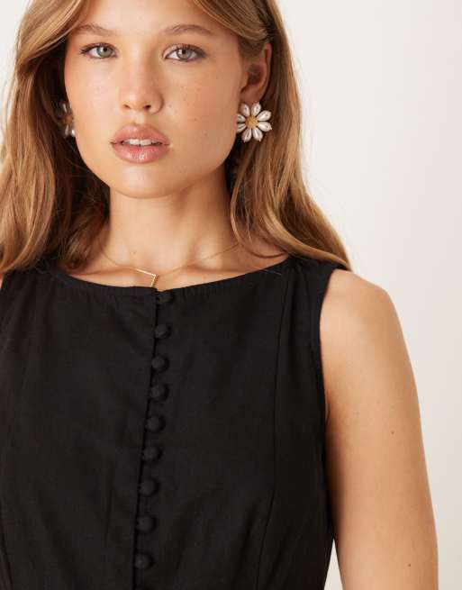 Nobody's Child Claudia tailored drop waist mini dress in black, 3 of 4