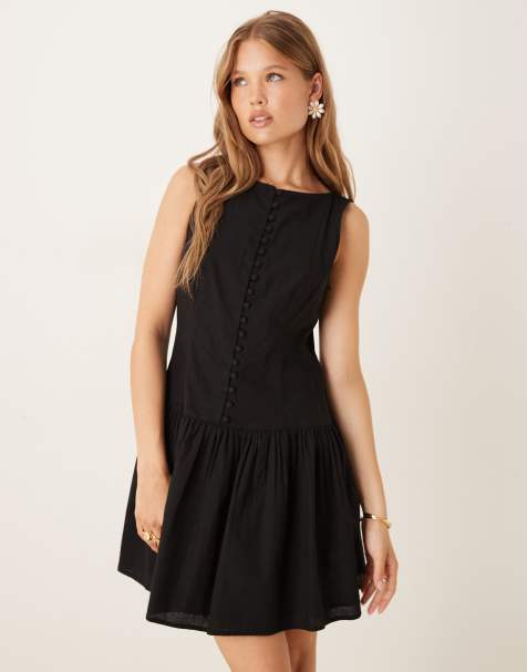 Nobody's Child Claudia tailored dropped waist mini dress in black - view 1