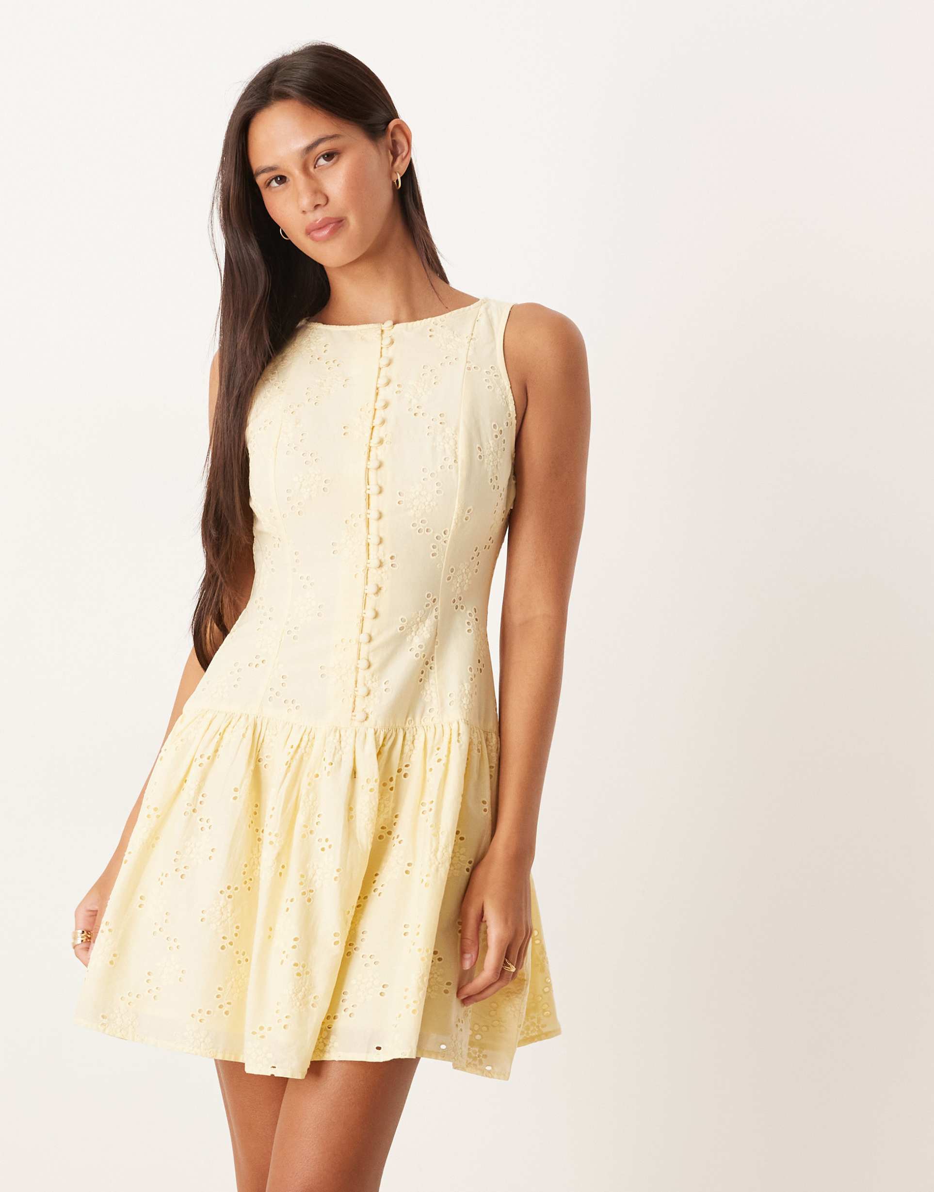 nobody's child claudia tailored dropped waist mini dress in yellow
