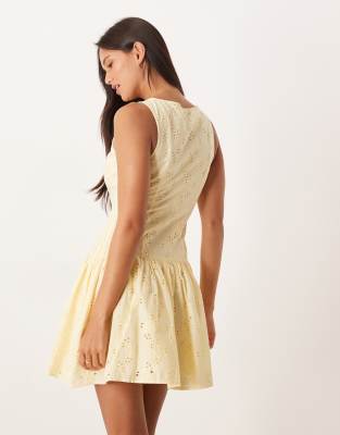 Nobody's Child Claudia Tailored Dropped Waist Mini Dress In Yellow