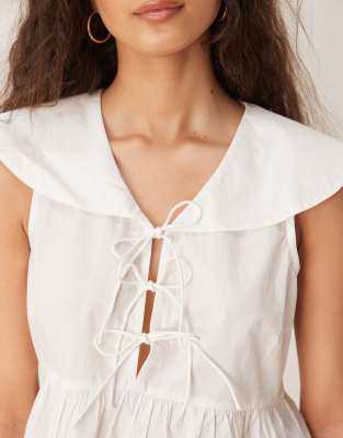 Nobody's Child Claudia Tie-detail Collared Tank Top In White